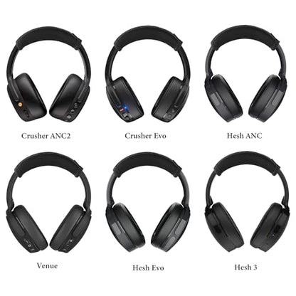 Geekria Flex Fabric Headband Cover Compatible with Skullcandy Crusher Evo, Crusher ANC / 2, Hesh 3, Hesh Evo, Hesh ANC, Venue Headphones, Easy DIY Installation (Black)