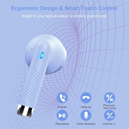 Wireless Earbuds, Bluetooth 5.4 Earbuds Stereo Bass, Bluetooth Headphones | in Ear Noise Cancelling Mic, Earphones IP7 Waterproof Sports, 32H Playtime USBC Charging Case Purple Ear Buds for Android iOS - color: Glossy Purple