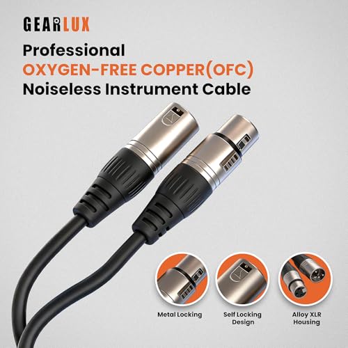 Gearlux XLR Microphone Cable, Fully Balanced, Male to Female, 25 Feet - 2 Pack - size: 25 Ft, style: 2 Pack