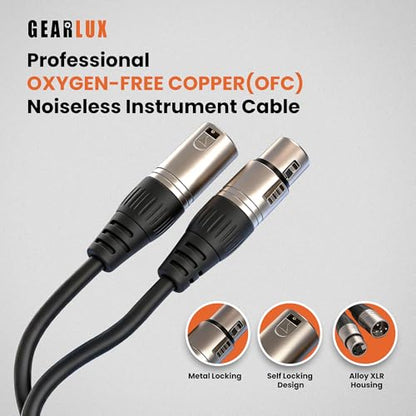 Gearlux XLR Microphone Cable, Fully Balanced, Male to Female, 25 Feet - 2 Pack - size: 25 Ft, style: 2 Pack