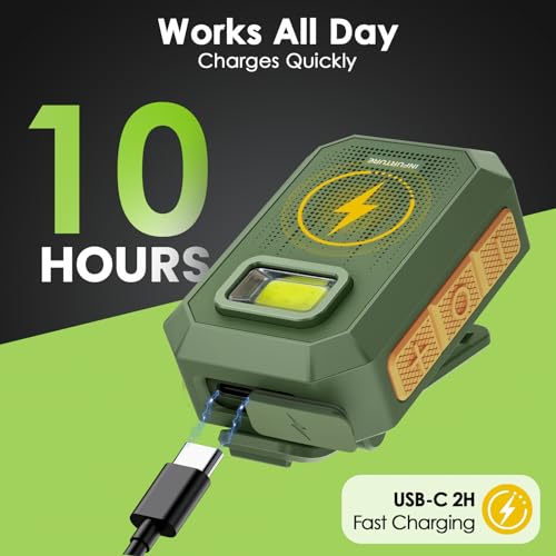 INFURTURE Wearable Speaker Clip on Speaker with RGB Light, Mini Speake Built-in HD Mic & TWS, Speakers for Hands-Free Music/Calls. Men's Gift for Working/Warehouse Work/Night Shifts/Dog Walking