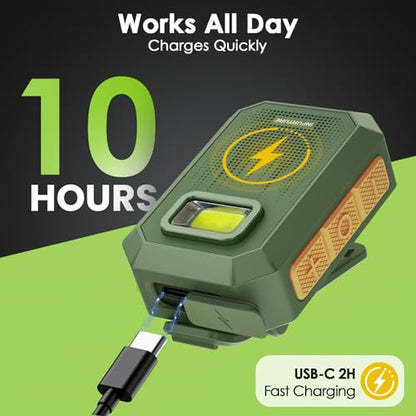 INFURTURE Wearable Speaker Clip on Speaker with RGB Light, Mini Speake Built-in HD Mic & TWS, Speakers for Hands-Free Music/Calls. Men's Gift for Working/Warehouse Work/Night Shifts/Dog Walking
