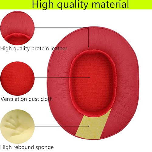 Replacement Ear Pads Compatible with Skullcandy Hesh3 Headphones | Also suitable for Crusher Wireless/Crusher360/Hesh ANC/Hesh Evo/Venue ANC/Crusher Evo/Crusher ANC headphones-red - color: Red/leather