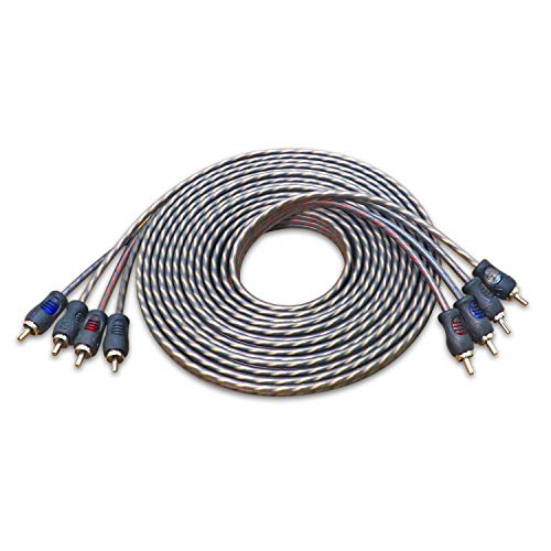 RECOIL RCI412 12ft 4-Channel RCA Audio Cable Twisted Pair Noise Reduction | 100% Oxygen Free Copper - style: 12ft 4-Channel RCA