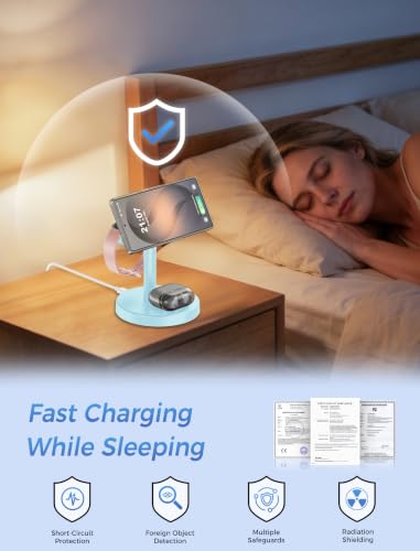 Magnetic Wireless Charger for Samsung, 3 in 1 Super Fast Charging Station Compatible with MagSafe, Phone Charger Stand for Samsung Galaxy S26 Ultra S25 Z Fold/Flip 8, Watch Ultra 8 7 6, Buds 4/3 Pro - color: SkyBlue