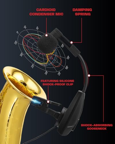 UHF Wireless Saxophone Instrument Microphone System 196ft Range - style: U-720 Saxophone Microphone