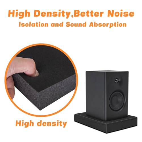 2 Pack Studio Monitor Isolation Pads for Large Speakers Sound Insulation Studio Foam Prevents Vibrations Acoustic Speaker Isolation Pad High Density Fits Most Stands - size: Large