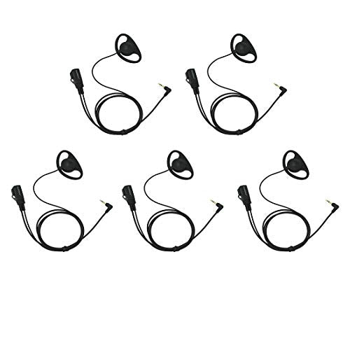 D Shape Clip-Ear Earpiece PTT with Mic Compatible with Motorola Talkabout T200 T400 T600 T800 T260TP MH230R MR350R MS350R MT350R MH230TPR MJ270R FRS/GMRS Two-Way Radios 1-pin (5 Pcs) - size: 5 Pcs