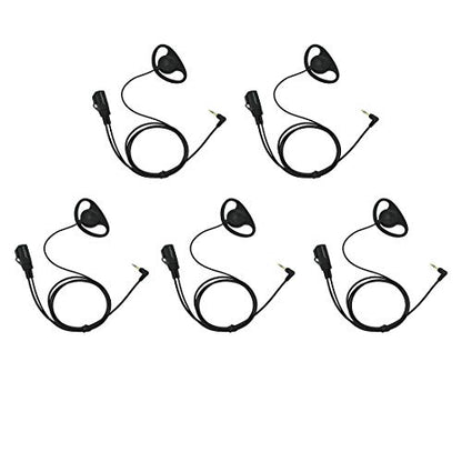 D Shape Clip-Ear Earpiece PTT with Mic Compatible with Motorola Talkabout T200 T400 T600 T800 T260TP MH230R MR350R MS350R MT350R MH230TPR MJ270R FRS/GMRS Two-Way Radios 1-pin (5 Pcs) - size: 5 Pcs