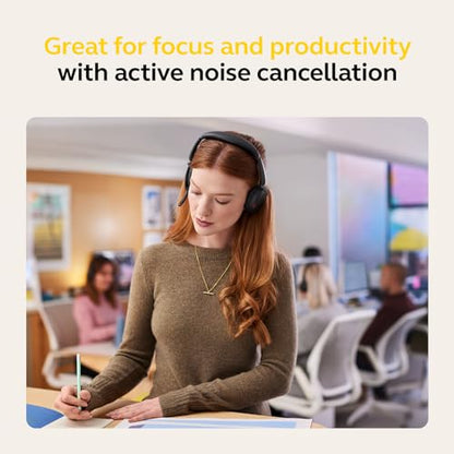 Jabra Evolve2 65 Flex Stereo Headset with Bluetooth, Wireless Charging Pad - Noise-Cancelling ClearVoice Technology & Hybrid Active Noise Cancellation - Certified for Microsoft Teams - Black - color: Teams Certified, size: USB-A & Wireless Charging Pad