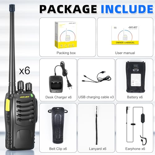 888HD Walkie Talkies, Digital Two Way Radios for Warehouses, 6 Pack
