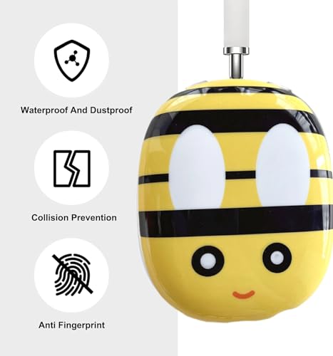 Case Compatible with AirPods Max Headphones, Soft TPU Cute Anime Bee Anti-Scratch Protective Ear Cup Covers Headphone Cases for Woman Kids - color: bee
