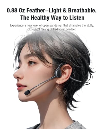 USB Headset with Mic for PC Gaming,Open Ear Headphones for Long Wear Comfort, Computer Headset with Noise Canceling Boom Mic & Stereo Sound for Laptop, Streaming, MS Teams, Call Center & More (Black)