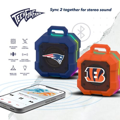 SOAR NFL Shockbox LED Wireless Bluetooth Speaker - Water Resistant IPX4, 5.0 Bluetooth with Over 5 Hours of Play Time - Small Portable Speaker - Officially Licensed NFL, Perfect Home & Outdoor Speaker