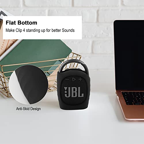 Silicone Protective Carrying Case Compatible with JBL Clip 4 - Portable Mini Speaker Carrying Stand Up Cover Pouch for JBL Clip 4 (Black) - color: Black
