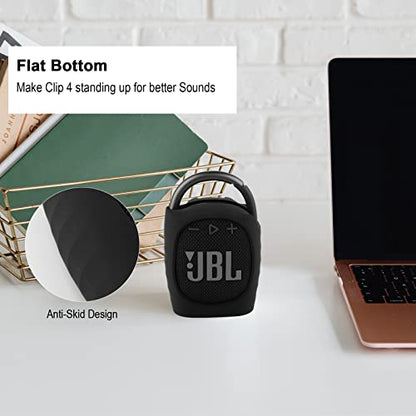 Silicone Protective Carrying Case Compatible with JBL Clip 4 - Portable Mini Speaker Carrying Stand Up Cover Pouch for JBL Clip 4 (Black) - color: Black