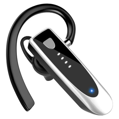 Atheewon Bluetooth Earpiece, Wireless Handsfree with Noise Cancelling Mic, 20Hrs Call Time Bluetooth 5.4 Headset, 180 Hrs Standby Time Headset for Business/Trucker/Driver, Bright Silver - color: Bright Silver