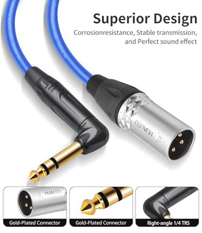 2 Pack Right Angle 1/4 TRS to XLR 3Pin Male Audio Cable,20AWG 6N OFC+Silver Plated HI-END Audio Cable,Right Angle 6.35mm TRS to XLR Male Active Speakers Balanced Cable - size: 6Feet（2Pack）, style: 90° TRS To XLR M