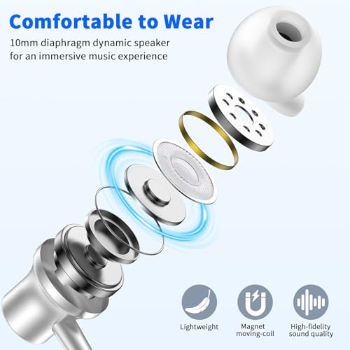 3.5mm Wired Earbuds with Mic for School Laptop PC Chromebook,White - color: White