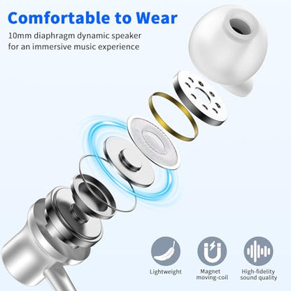 3.5mm Wired Earbuds with Mic for School Laptop PC Chromebook,White - color: White