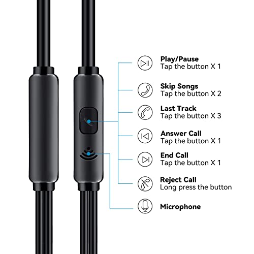 Aylaa Wired Earbuds Headphones for School with Microphone Noise Isolating Stereo Bass in-Ear Earphones – for Smartphones, Tablets, Schools, Ipads, Multiuse - 3.5mm Plug in Audio Jack - Black - color: Black