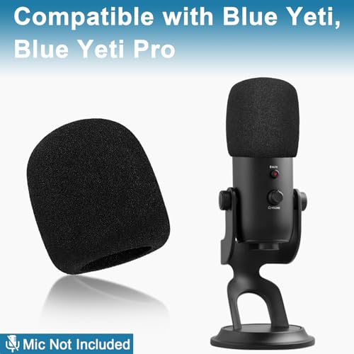 ChromLives Mic Cover Compatible with Blue Yeti, Microphone Windscreen, Foam Cover Furry Wind Muff Compatible with Blue Yeti, Yeti Pro Condenser，Combo 2Pack - color: grey+black