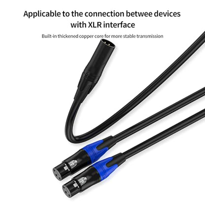 XLR Splitter Y Cable 2 Female to 1 Male, Microphone XLR Breakout Cable Balanced Left and Right Dual Female to Single Male, for Mixer/Speaker/MIC, 3.3FT-2Pack - size: 6.6FT, style: 1 Male to 2 Female
