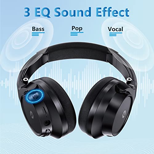 Rebocico Wireless Over Ear Headphones with Mic, 70 Hours Playtime, HiFi Stereo Sound, Foldable Lightweight Headset for Long Trips, Work, Study and Everyday Music