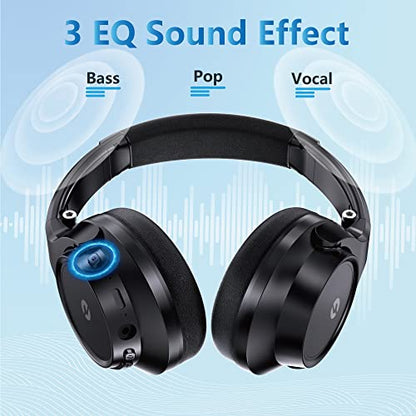 Rebocico Wireless Over Ear Headphones with Mic, 70 Hours Playtime, HiFi Stereo Sound, Foldable Lightweight Headset for Long Trips, Work, Study and Everyday Music