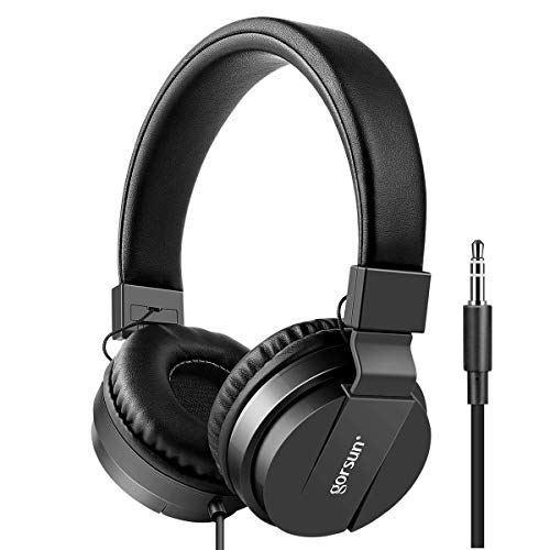 Kids Headphones, Lightweight Stereo Wired Toddler Headphones，Adjustable Headband Children's Headset for Smartphones Computer Pad Earphones(Black) - color: Black