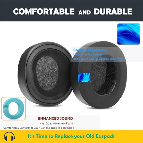 Arctis 7 Earpads Replacement for SteelSeries Arctis 9,7,5,3,1,Arctis Pro Wireless Gaming Headsets Ear Cushions with Cooling Gel Layer and Memory Foam