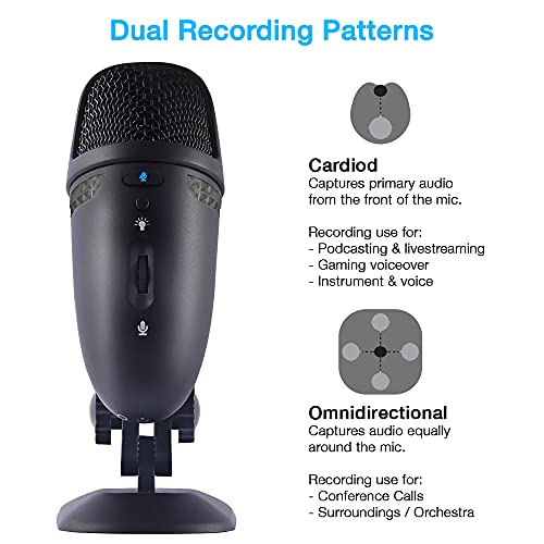Cyber Acoustics Premium USB Microphone with Dual Recording Patterns - 24-bit Recording Perfect for Podcasting and Vlogging - Compatible with PC and Mac (CVL-2009) - style: CVL-2009