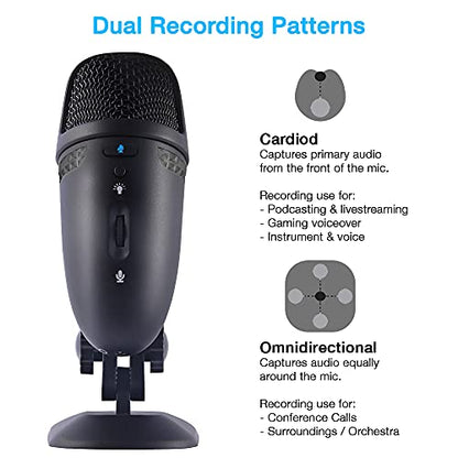 Cyber Acoustics Premium USB Microphone with Dual Recording Patterns - 24-bit Recording Perfect for Podcasting and Vlogging - Compatible with PC and Mac (CVL-2009) - style: CVL-2009
