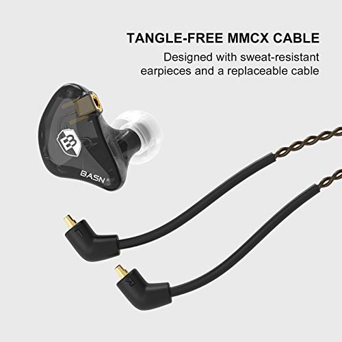 BASN Bsinger 2nd Generation in Ear Monitor Headphones for Musicians, Black | Sound Isolating Earphones with Dual Dynamic Drivers Detachable MMCX Cable - color: Black