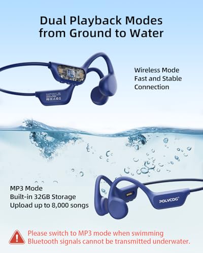 Swimming Headphones,IPX8 Waterproof Bone Conduction Headphones,32GB Memory Open Ear Headphones with Mic,Wireless Earphones Underwater Sport Earbuds for Workout Running Cycling Gift