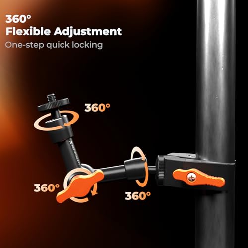 K&F CONCEPT 6" Magic Arm Clamp with Super Clamp 360° Ballhead Mini Arm | 1/4" & 3/8" Thread Screw for Monitor, LED Light, Webcam, Action Camera, MS31 - size: 6 Inch with Clamp