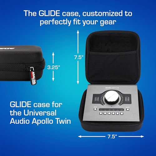 ANALOG CASES Universal Audio Apollo Twin Case - Compact GLIDE Case | Rigid Molded EVA Case, Excellent Protection, Compact Design & Precise Custom Fit, Smooth Zipper, Super-Soft Velvet Lining - size: Compact (7.5 x 7.5 x 3 inches)