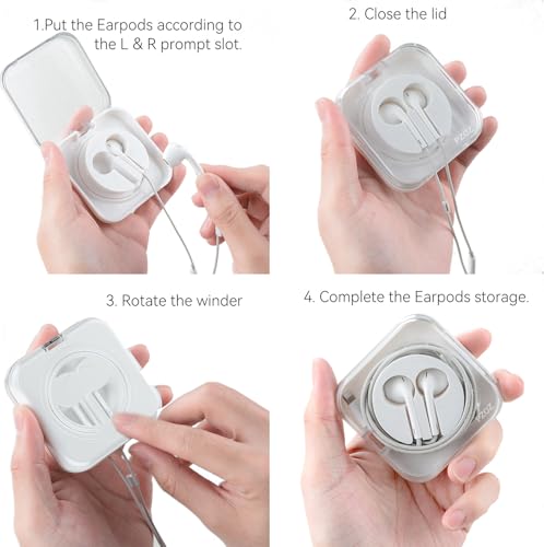 pzoz Earbuds Case Compatible for Apple iPhone/iPad/iPods EarPods, Earphones Cord Organizer Cover Wired Manager Holder Wrap Winder Mini Storage Carrying Cable Management (Earbuds)