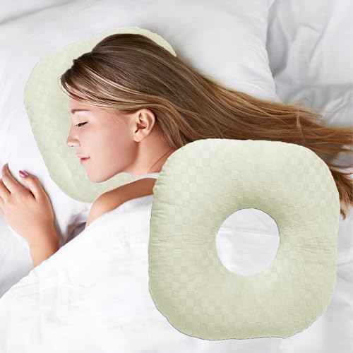 Ear Piercing Pillow with Hole for Cartilage Piercings, CNH Support - color: Cream