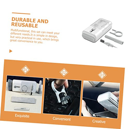 TOYANDONA 1Set Electronics Cleaning Kit Multipurpose Tool for Earphones Headphones and Keyboards with Soft Brush Keycap Puller and Cleaning Cloth Holder for Home and Office