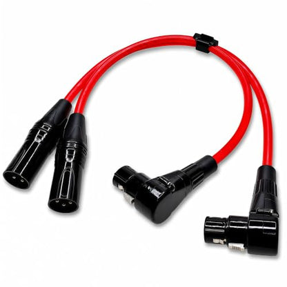 XLR Right Angle Cable 1ft 2-Pack, 90 Degree Male to Female, OFC Noise-Free Mic Cord for Podcast Home Studio Recording, for Shure Focusrite Audio Interface Mixer