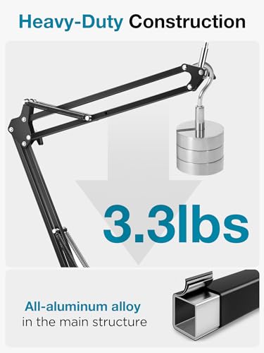 InnoGear Mic Stand Desk Overhead Desktop Microphone Boom Arm for Blue Yeti | Overhead Positioning, 3.3 lbs Weight Capacity, Foldable, Extendable, Rotatable, Easy to Install, Work with Blue Yeti - color: Black, style: High-profile