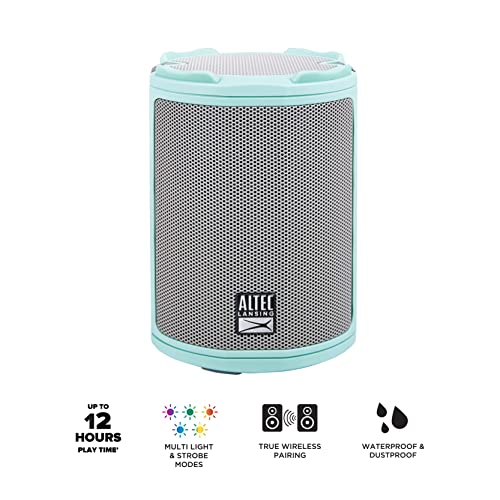 Altec Lansing - HydraMotion Wireless Bluetooth Speaker with 360 Degree Sound, Portable IP67 Waterproof for Outdoors, Shockproof, Snowproof, Everything Proof, 12 Hour Playtime (Mint Green) - color: Mint Green