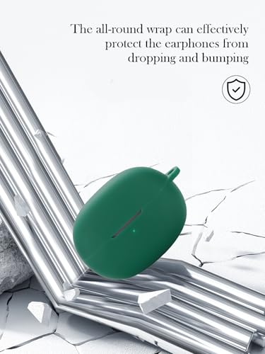 Case for EarFun Clip Wireless Open Earbuds,Soft Protective,Shockproof, BOVUGAC Silicone Case Cover with Keychain & Cleaning Kit & Lanyard-Green - color: Green