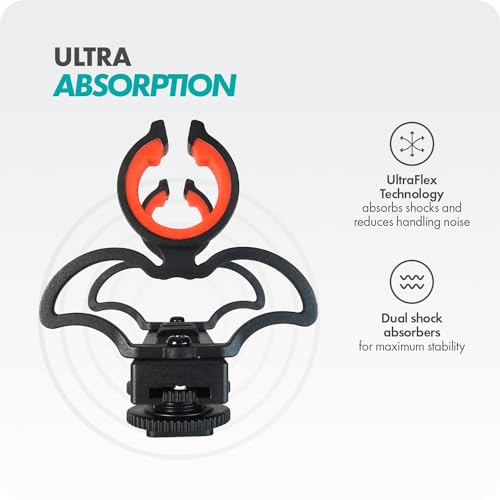 Movo SM6 Ultraflex Premium Shockmount for Shotgun Microphones – Compatible with Rode NTG Series, Sennheiser MKE600, Audio-Technica AT875R, and More - style: Shockmount