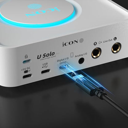 iCON USoloLive 24Bit/192kHz USB Audio Interface with Low Latency ASIO | 24Bit/192kHz USB Audio Interface, Low Latency ASIO Driver, 48V Phantom Power, ProDriver4 Software for Podcast & Gaming. - color: White