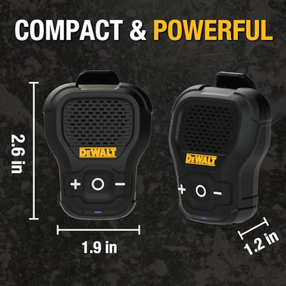 DEWALT Wearable Bluetooth Speaker [Onyx Edition - Black] Clip-On Wireless | Jobsite Pro Water-Resistant Portable Speaker (Non- Magnetic), Mic for Hands-Free Music/Calls, Mini Speakers Bluetooth - color: Black