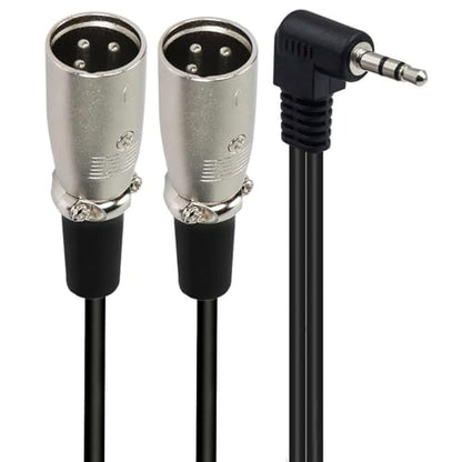 Seadream 3.5mm to Dual XLR Audio Cable, Professional 3.5mm (1/8") Angle Male TRS to 2 XLR Male Y-Splitter Adapter, Black, 90-Degree Connector, Compatible with Cameras, Speakers, Microphones (6FT) - size: 6FT