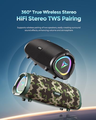 YEAHBOX P100 100W Portable Bluetooth Speaker, Outdoor Speaker, RGB - color: Black