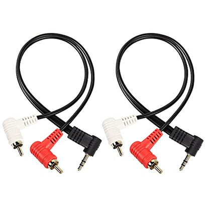XMSJSIY 90 Degree Right Angle 3.5mm to 2 RCA Cable, Angle 1/8" 3.5mm TRS